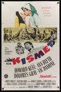 8w458 KISMET 1sh '56 Howard Keel, Ann Blyth, ecstasy of song, spectacle & love!