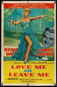 8w497 LOVE ME OR LEAVE ME 1sh '55 full-length sexy Doris Day as famed Ruth Etting, James Cagney!