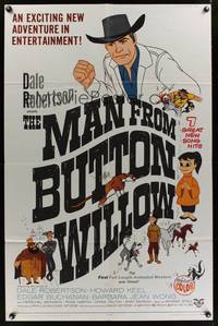 8w520 MAN FROM BUTTON WILLOW 1sh '64 Dale Robertson in musical animated western cartoon!