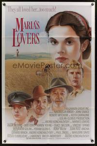 8w525 MARIA'S LOVERS int'l 1sh '84 artwork of Nastassja Kinski & John Savage by Batciaeller!