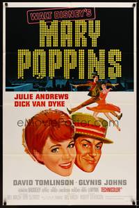8w530 MARY POPPINS style A 1sh '64 Julie Andrews & Dick Van Dyke in Walt Disney's musical classic!