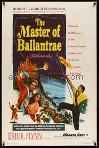 8w531 MASTER OF BALLANTRAE 1sh '53 Errol Flynn, Scotland, from Robert Louis Stevenson story!