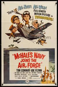 8w534 McHALE'S NAVY JOINS THE AIR FORCE 1sh '65 great art of Tim Conway in wacky flying ship!