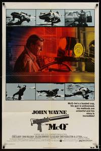 8w535 McQ 1sh '74 John Sturges, John Wayne is a busted cop with an unlicensed gun!