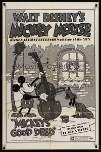 8w539 MICKEY'S GOOD DEED 1sh R74 Disney, Mickey Mouse plays carols on cello while Pluto sings!