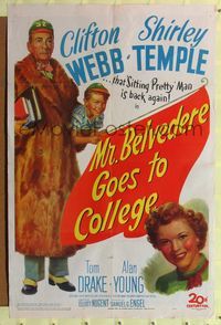 8w552 MR. BELVEDERE GOES TO COLLEGE 1sh '49 art of Shirley Temple & wacky Clifton Webb!