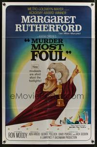 8w555 MURDER MOST FOUL 1sh '64 art of Margaret Rutherford, written by Agatha Christie!