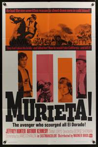 8w557 MURIETA 1sh '65 Jeffrey Hunter as Joaquin Murrieta, the avenger who scourged all El Dorado!
