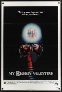 8w560 MY BLOODY VALENTINE 1sh '81 bloody gas mask, there's more than one way to lose your heart!