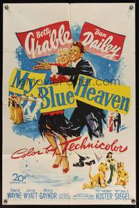 8w561 MY BLUE HEAVEN 1sh '50 great art of sexy Betty Grable showing her legs & Dan Dailey too!