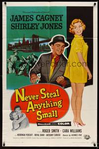 8w572 NEVER STEAL ANYTHING SMALL 1sh '59 tough James Cagney, sexy doll Shirley Jones!