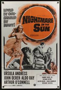 8w584 NIGHTMARE IN THE SUN 1sh '64 art of sexy Ursula Andress in sheer dress!