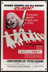 8w596 NOTHING BUT THE NIGHT 1sh R76 Christopher Lee, The Resurrection Syndicate!