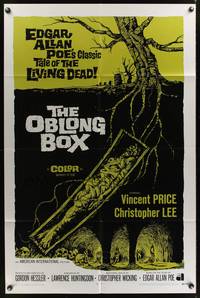 8w603 OBLONG BOX int'l 1sh '69 Vincent Price, Christopher Lee, Edgar Allan Poe, cool horror art!