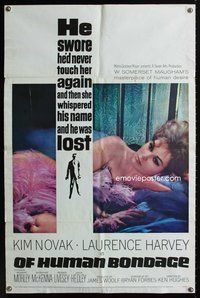 8w607 OF HUMAN BONDAGE 1sh '64 super sexy Kim Novak can't help being what she is!