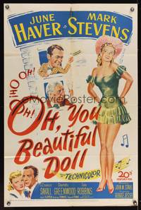 8w609 OH YOU BEAUTIFUL DOLL 1sh '49 wonderful super sexy artwork of June Haver!