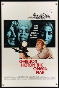 8w614 OMEGA MAN 1sh '71 Charlton Heston is the last man alive, and he's not alone!