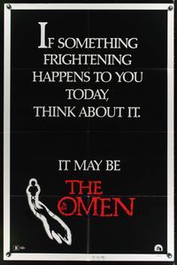 8w616 OMEN teaser 1sh '76 Gregory Peck, Lee Remick, Satanic horror, it may be!