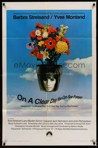 8w618 ON A CLEAR DAY YOU CAN SEE FOREVER 1sh '70 cool image of Barbra Streisand in flower pot!