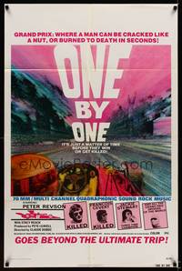 8w622 ONE BY ONE 1sh '74 Gran prix racing documentary, they win or get killed!