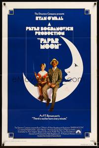 8w633 PAPER MOON int'l 1sh '73 great image of smoking Tatum O'Neal with dad Ryan O'Neal!