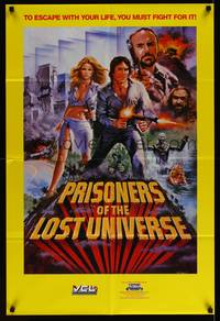 8w658 PRISONERS OF THE LOST UNIVERSE video 1sh '83 Saxon must fight to escape with his life!
