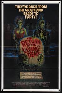 8w684 RETURN OF THE LIVING DEAD 1sh '85 art of punk rock zombies by tombstone ready to party!