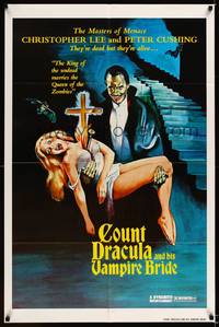 8w710 SATANIC RITES OF DRACULA 1sh 1978 great art of Count Dracula & his Vampire Bride!