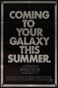 8w791 STAR WARS black & silver teaser 1sh '77 George Lucas classic sci-fi epic!