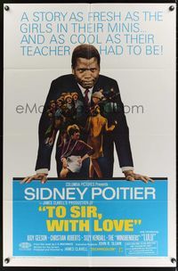8w877 TO SIR, WITH LOVE 1sh '67 Sidney Poitier, Lulu, directed by James Clavell!
