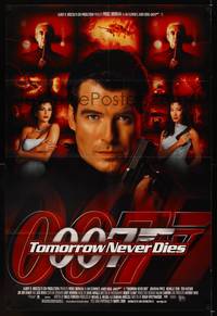 8w880 TOMORROW NEVER DIES 1sh '97 super close image of Pierce Brosnan as James Bond 007!