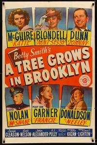 8w894 TREE GROWS IN BROOKLYN 1sh '45 Dorothy McGuire & Peggy Ann Garner love alcoholic James Dunn!