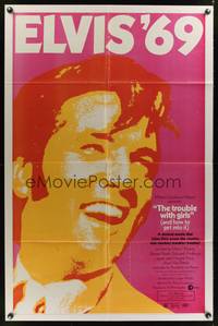 8w897 TROUBLE WITH GIRLS 1sh '69 great gigantic close up art of smiling Elvis Presley!