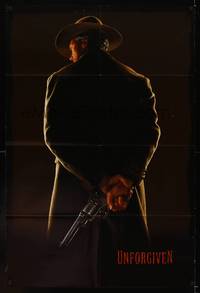 8w911 UNFORGIVEN teaser 1sh '92 classic image of gunslinger Clint Eastwood with his back turned!