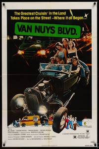 8w922 VAN NUYS BLVD. 1sh '79 sexy teens cruising Los Angeles streets in hot rods!