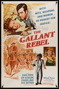 8w923 VANQUISHED 1sh R61 John Payne, Jan Sterling, The Gallant Rebel!