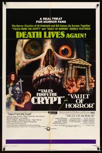 8w924 VAULT OF HORROR/TALES FROM THE CRYPT 1sh '73 horror double bill, creepy artwork!