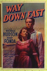 8w942 WAY DOWN EAST style A 1sh '35 great artwork of Henry Fonda & Rochelle Hudson!