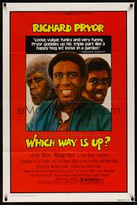 8w951 WHICH WAY IS UP 1sh '77 wacky Richard Pryor in 3 roles!