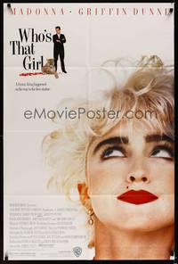 8w957 WHO'S THAT GIRL 1sh '87 great portrait of young rebellious Madonna, Griffin Dunne