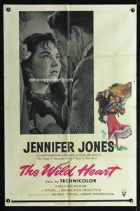8w959 WILD HEART 1sh '52 Jennifer Jones' fox has Gone to Earth, Powell & Pressburger!