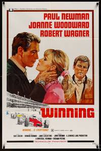 8w969 WINNING 1sh '69 Paul Newman, Joanne Woodward, Indy car racing art by Howard Terpning!