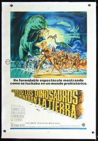 8x186 WHEN DINOSAURS RULED THE EARTH linen Argentinean '71 artwork of sexy cavewoman Victoria Vetri!