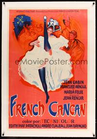 8x167 FRENCH CANCAN linen Argentinean '55 Jean Renoir, different art of sexy Moulin Rouge showgirl!