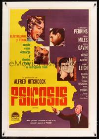 8x176 PSYCHO linen Argentinean '60 Leigh, Perkins, Alfred Hitchcock shown, completely different!