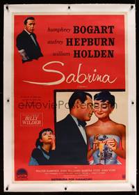 8x178 SABRINA linen Argentinean R62 Audrey Hepburn, Humphrey Bogart, William Holden, Billy Wilder