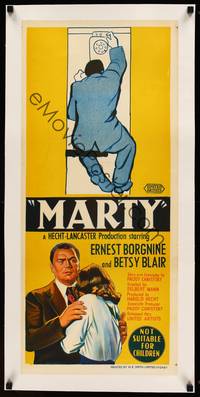 8x045 MARTY linen Aust daybill '55 directed by Delbert Mann, Ernest Borgnine, Paddy Chayefsky