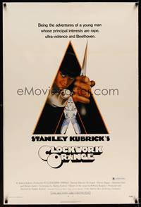 8x289 CLOCKWORK ORANGE linen X-rated 1sh '72 Stanley Kubrick classic, Castle art of Malcolm McDowell