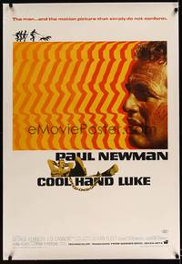 8x294 COOL HAND LUKE linen 1sh '67 Paul Newman prison escape classic, cool art by James Bama!