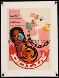 8x109 HELLO DOLLY linen Czech 11x16 '70 different art of Streisand & Louis Armstrong by Galova!